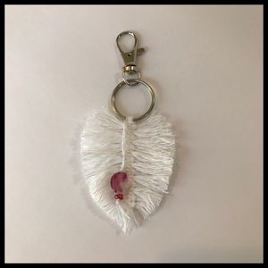 Handmade Macrame Feather Keychain